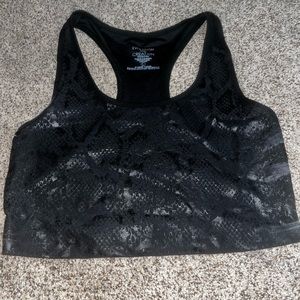 Black leather cropped shirt